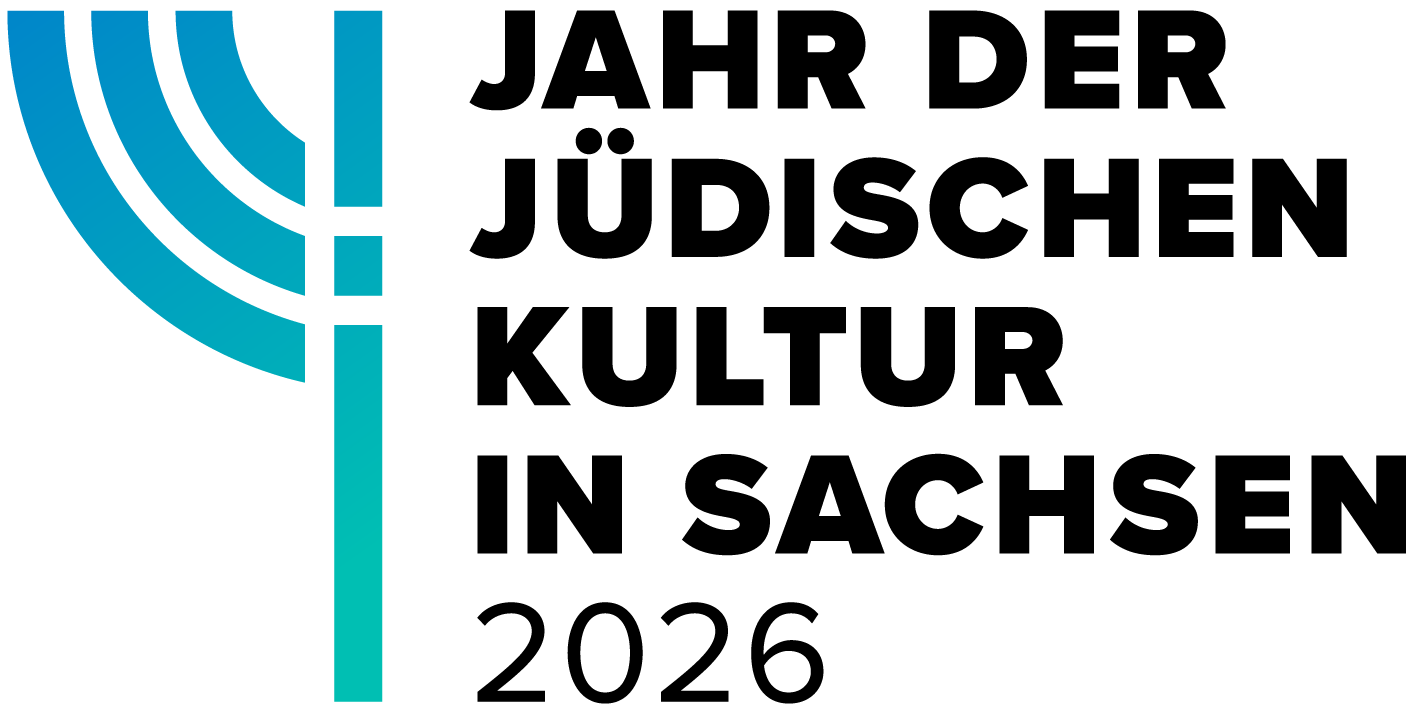 KI generiert: Das Bild ist ein Logo mit der Aufschrift "Jahr der jüdischen Kultur in Sachsen 2026" und zeigt ein stilisiertes Motiv, das an eine Menora erinnert. Der Hauptinhalt ist die Ankündigung eines kulturellen Ereignisses im Jahr 2026 in Sachsen.
